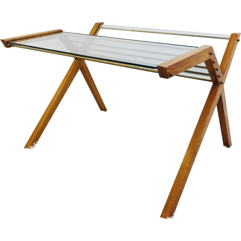 Elm wooden desk by Marco Zanuso - 1960s