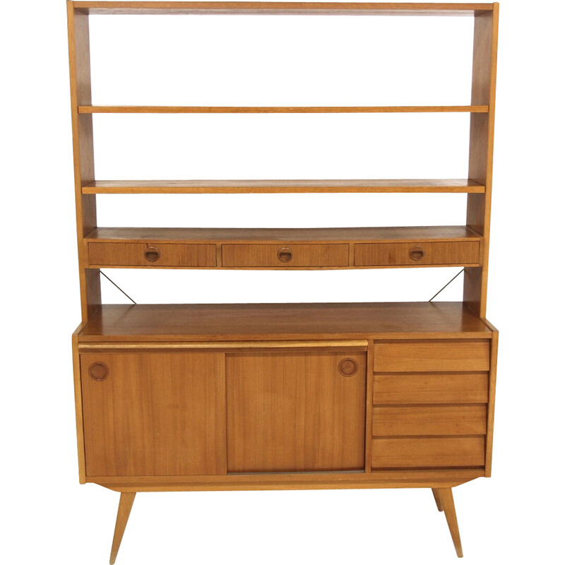 Vintage secretary desk in teak and oak, Sweden 1960