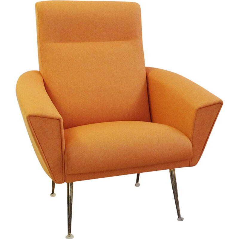 Pair of orange Italian armchairs - 1950s