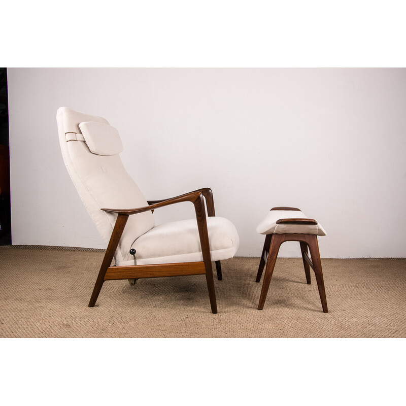 Vintage teak armchairs with ottoman by Folke Ohlsson for Westnofa, Norway 1960