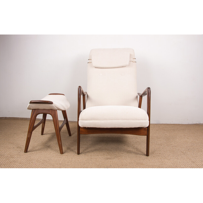 Vintage teak armchairs with ottoman by Folke Ohlsson for Westnofa, Norway 1960