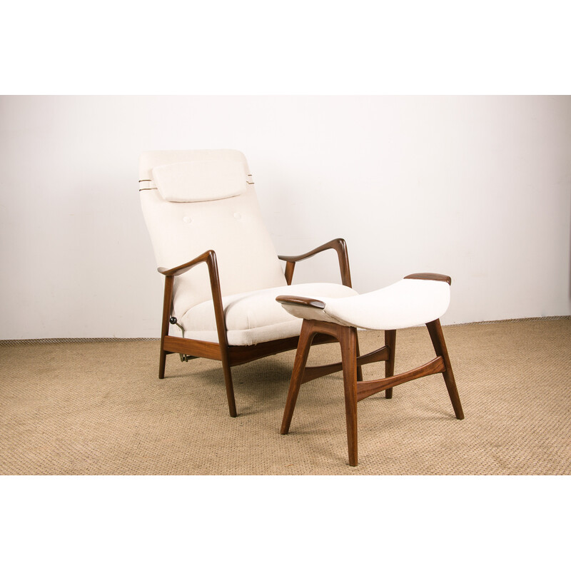 Vintage teak armchairs with ottoman by Folke Ohlsson for Westnofa, Norway 1960