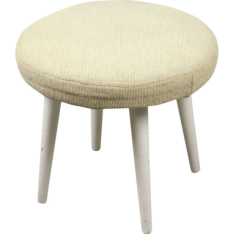 Vintage stool in beige fabric, Italy 1980