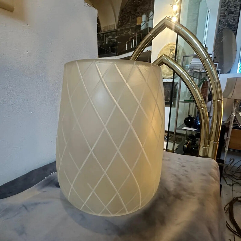 Vintage golden and transparent Murano glass vase, 1950