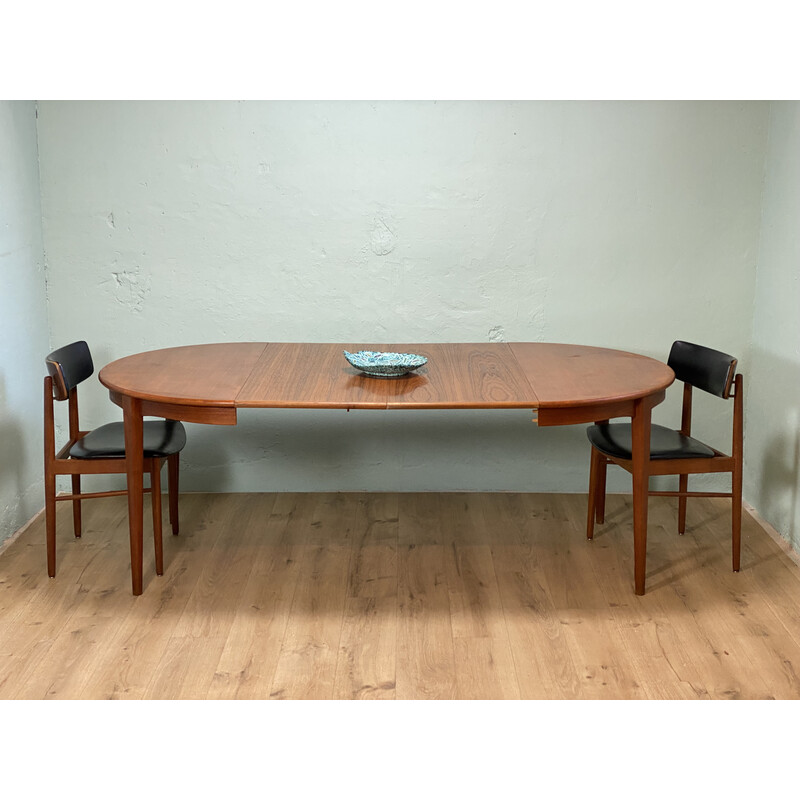 Vintage teak extensible table with 2 extensions, 1960