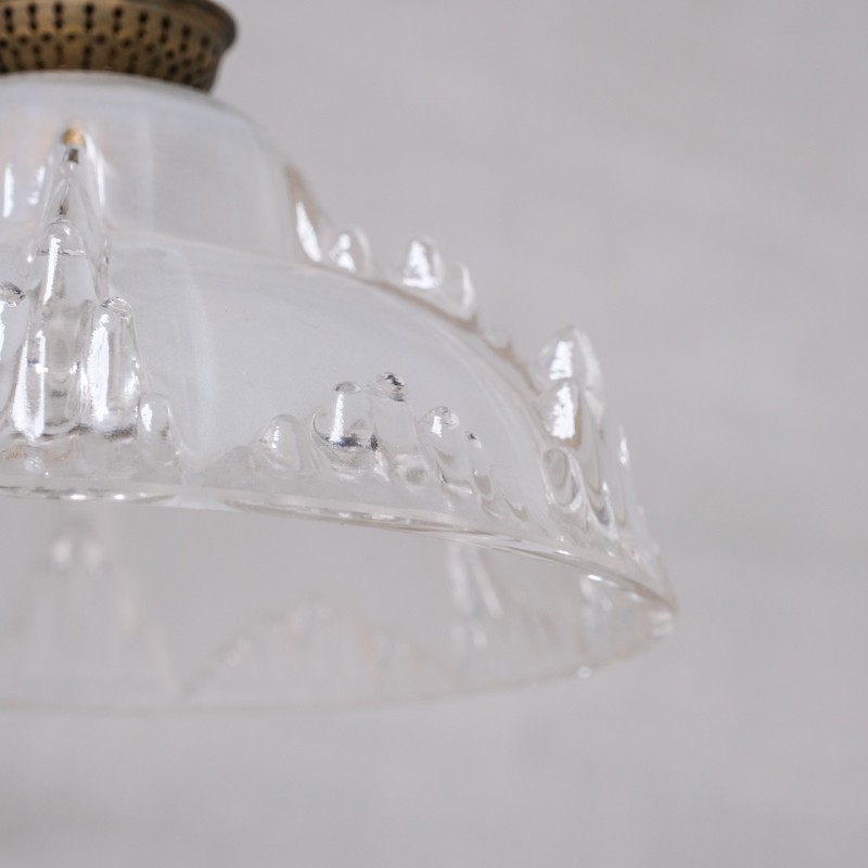 Vintage “Ice” glass pendant lamp, France 1970