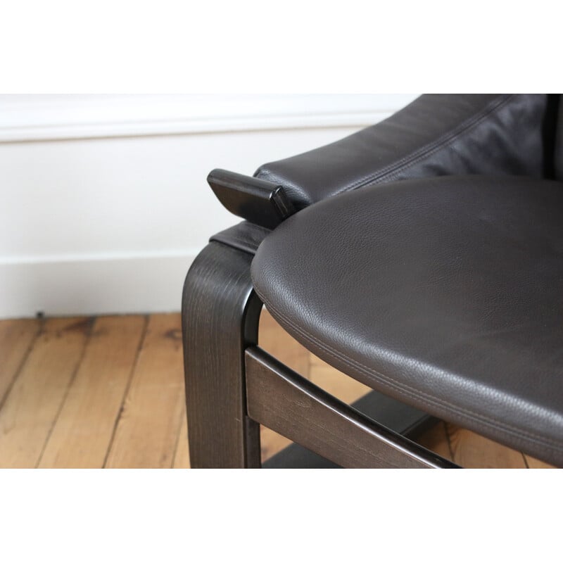 Vintage Kroken leather armchair by Ake Frybiter for Roche Bobois, France