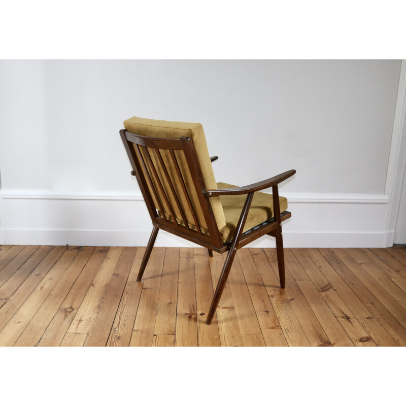 Fauteuil vintage Boomerang en coussin velourspour Thonet, 1960