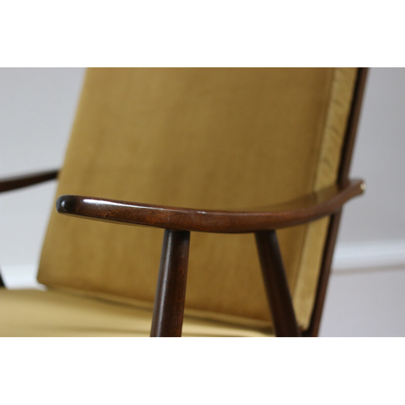 Fauteuil vintage Boomerang en coussin velourspour Thonet, 1960