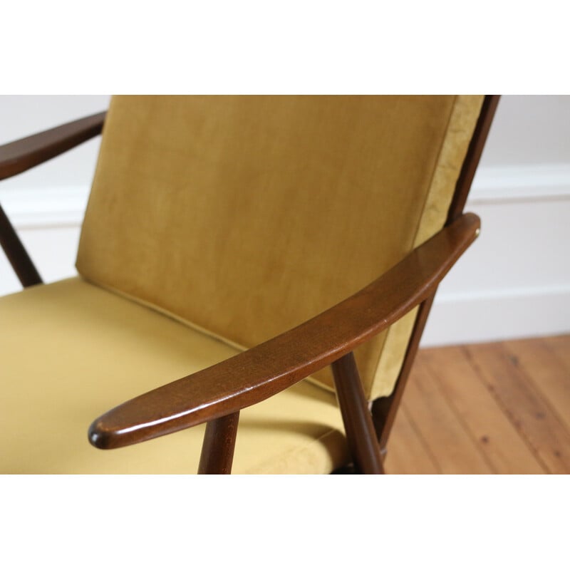 Vintage Boomerang armchair with velvet cushion for Thonet, 1960