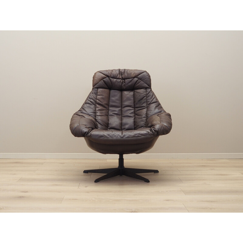 Fauteuil vintage pivotant en cuir par Henry Walter Klein pour Bramin, Danemark 1960