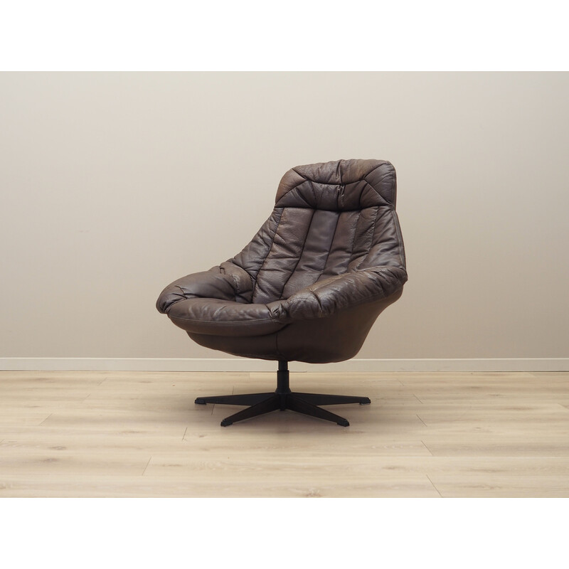 Fauteuil vintage pivotant en cuir par Henry Walter Klein pour Bramin, Danemark 1960