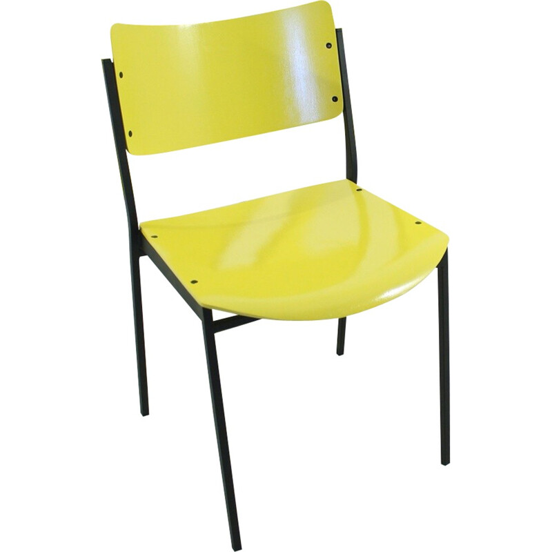 Set of 4 vintage yellow dinning chairs - 1960s