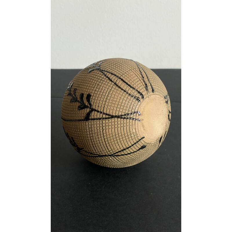 Vintage ball-shaped sandstone vase, 1980