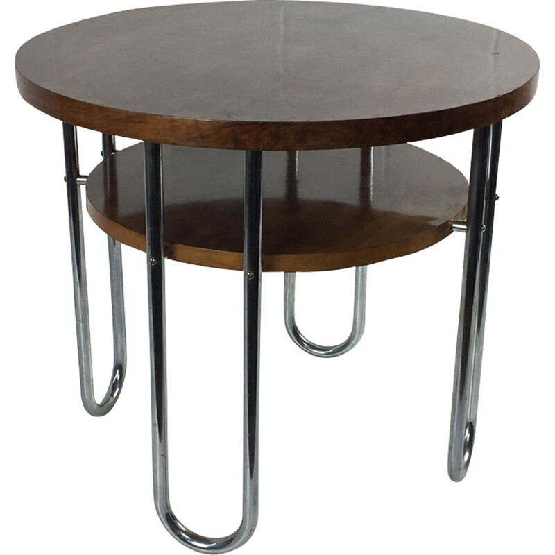 Table ronde tubulaire vintage tchèque - 1930