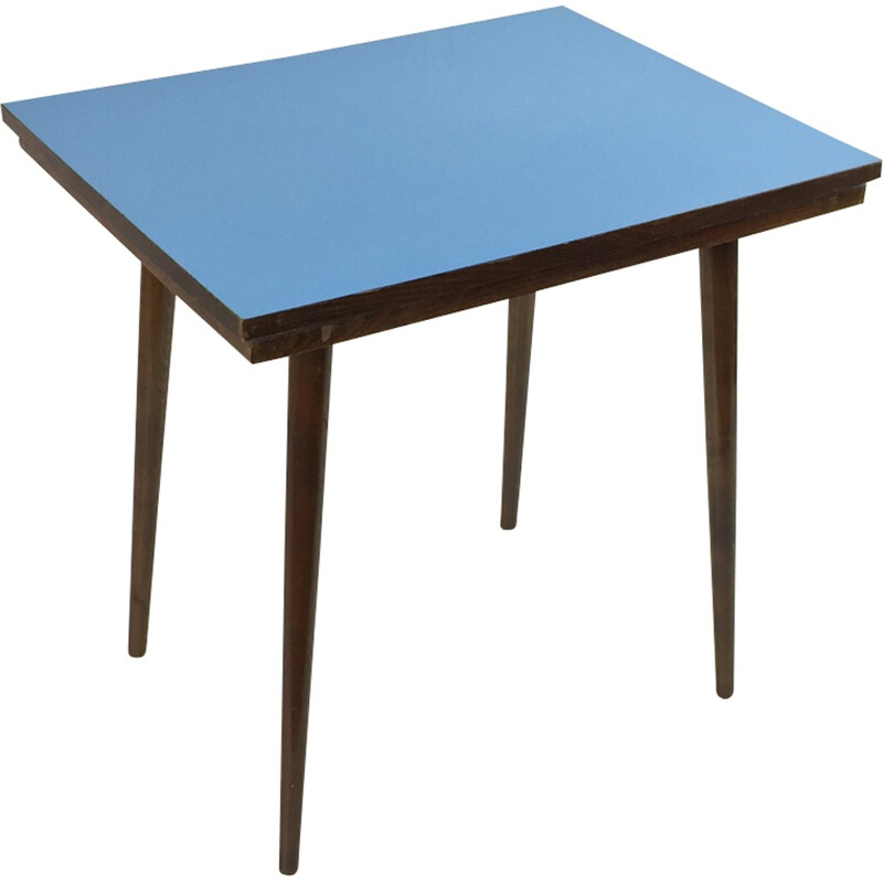 Beechwood blue side table - 1960s