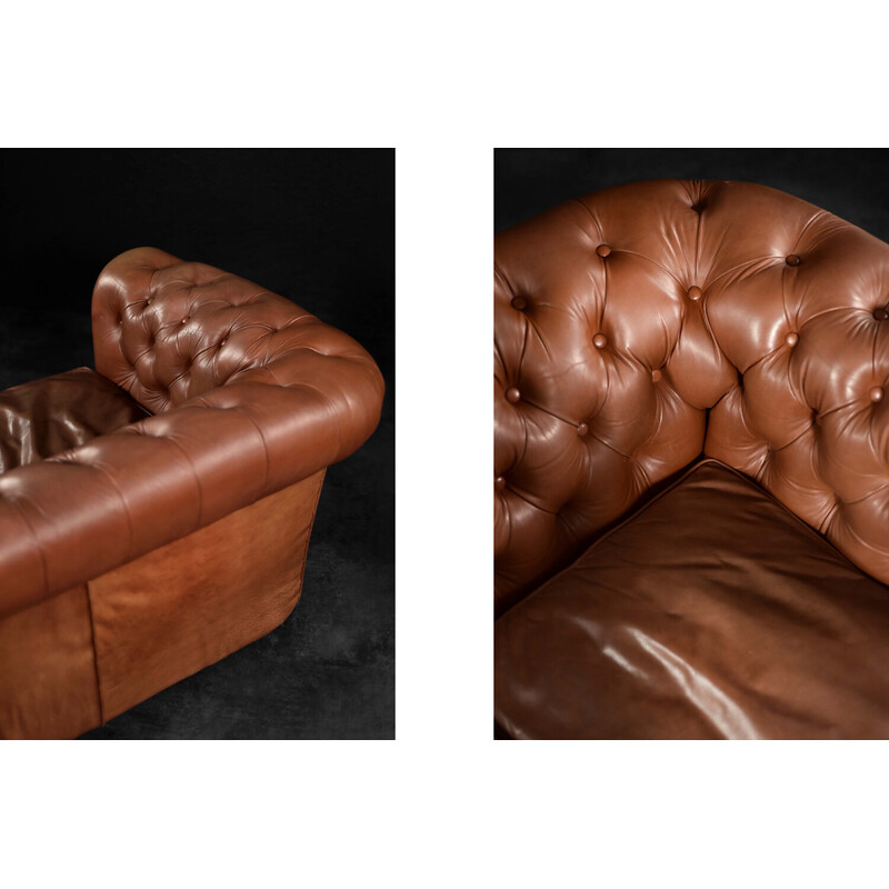 Vintage 3-seater Chesterfield sofa in solid wood and leather for Artistic Upholestery Limited, England 1950