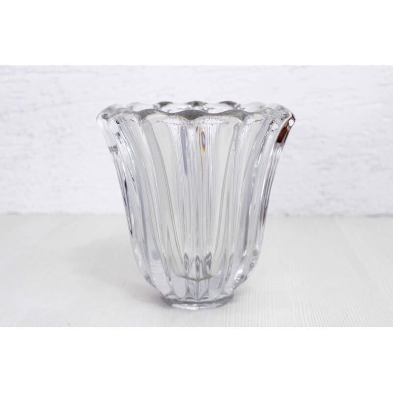 Vintage Art Deco crystal vase by Pierre d'Avesn for Daum, France 1930