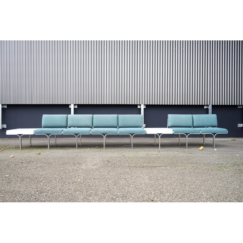 Pareja de sofás vintage de aluminio de 3 plazas de John Behringer para J.G Furniture, 1960