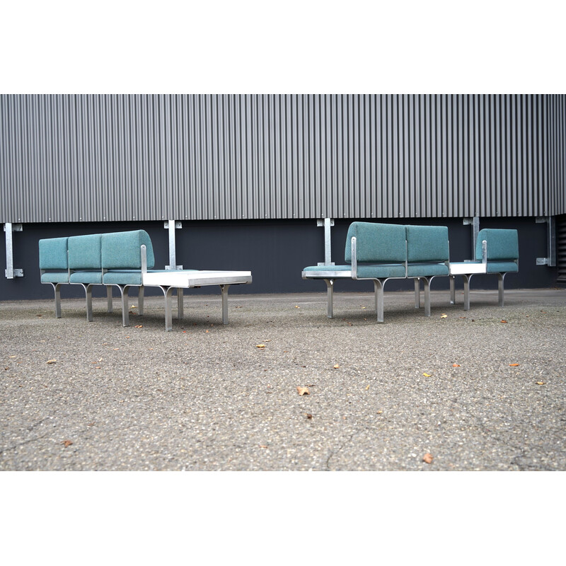 Paire de canapé 3 places vintage en aluminium par John Behringer pour J.G Furniture, 1960