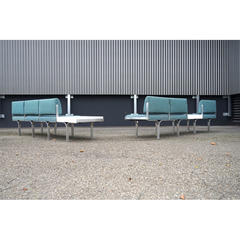 Paire de canapé 3 places vintage en aluminium par John Behringer pour J.G Furniture, 1960