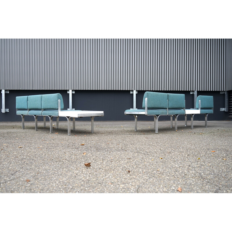 Paire de canapé 3 places vintage en aluminium par John Behringer pour J.G Furniture, 1960