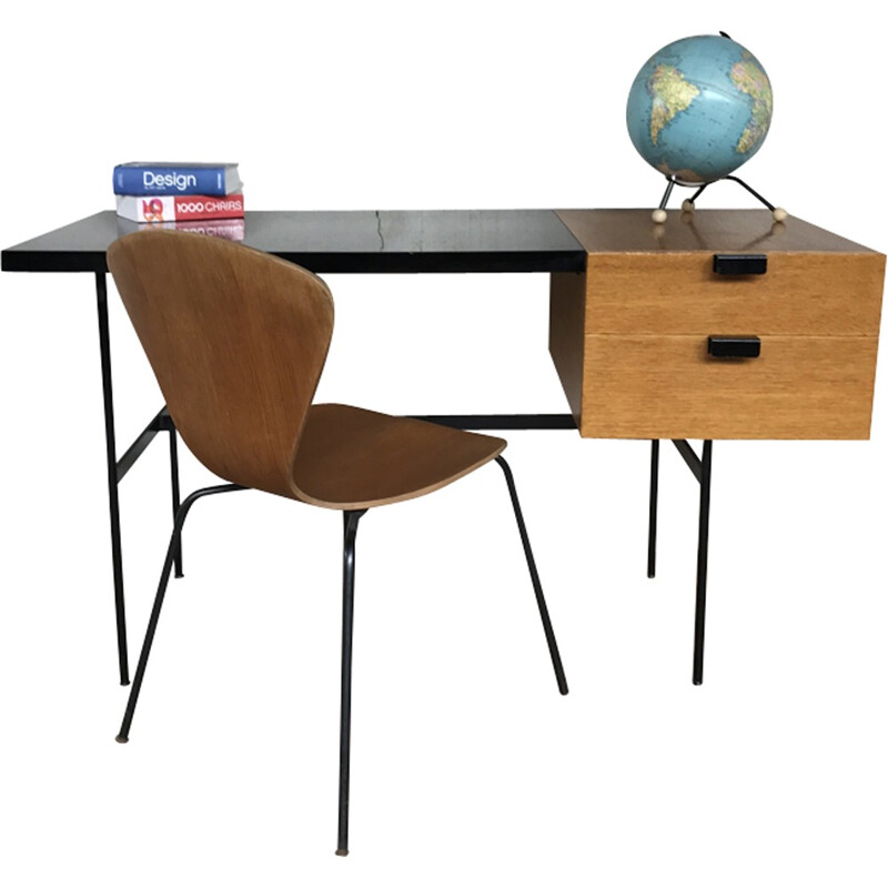 Desk  in oakwood CM141 model by Pierre Paulin produced by Thonet - 1950s