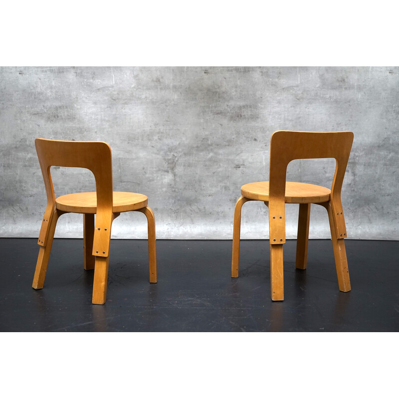 Pair of vintage wooden children's chairs by Alvar Aalto for Artek, 1960