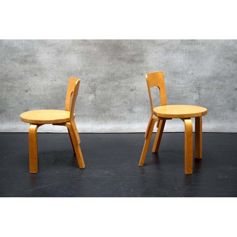 Pair of vintage wooden children's chairs by Alvar Aalto for Artek, 1960