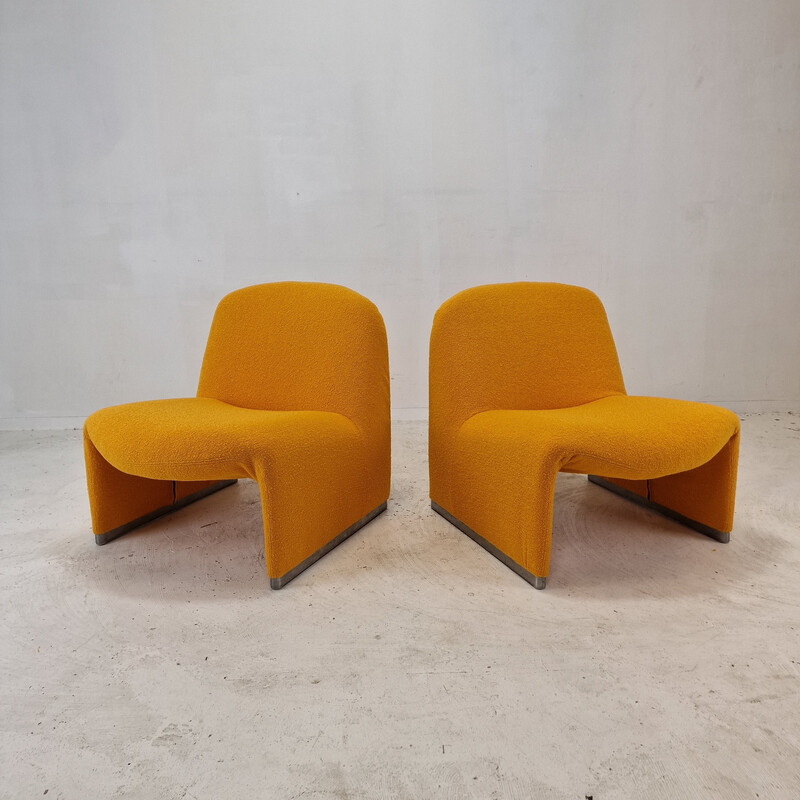 Set of 3 vintage Alky wool armchairs by Giancarlo Piretti for Artifort, 1980