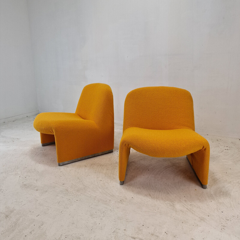 Set of 3 vintage Alky wool armchairs by Giancarlo Piretti for Artifort, 1980