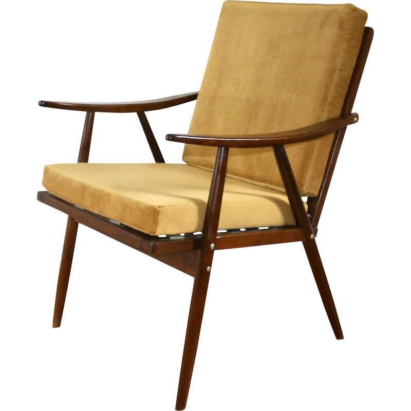 Vintage Boomerang armchair with velvet cushion for Thonet, 1960