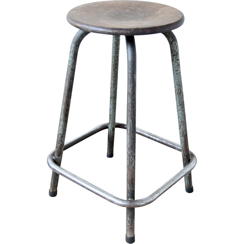 Mid-century industrial steel stool - 1960s