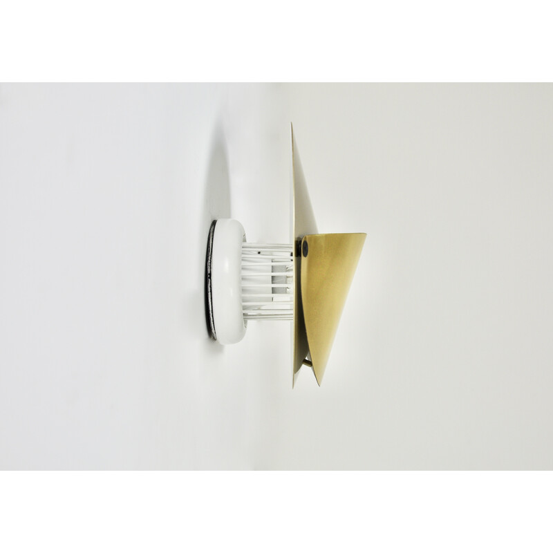 Pair of vintage "Giovi" sconces in gilded metal by Achille Castiglioni for Flos, 1980
