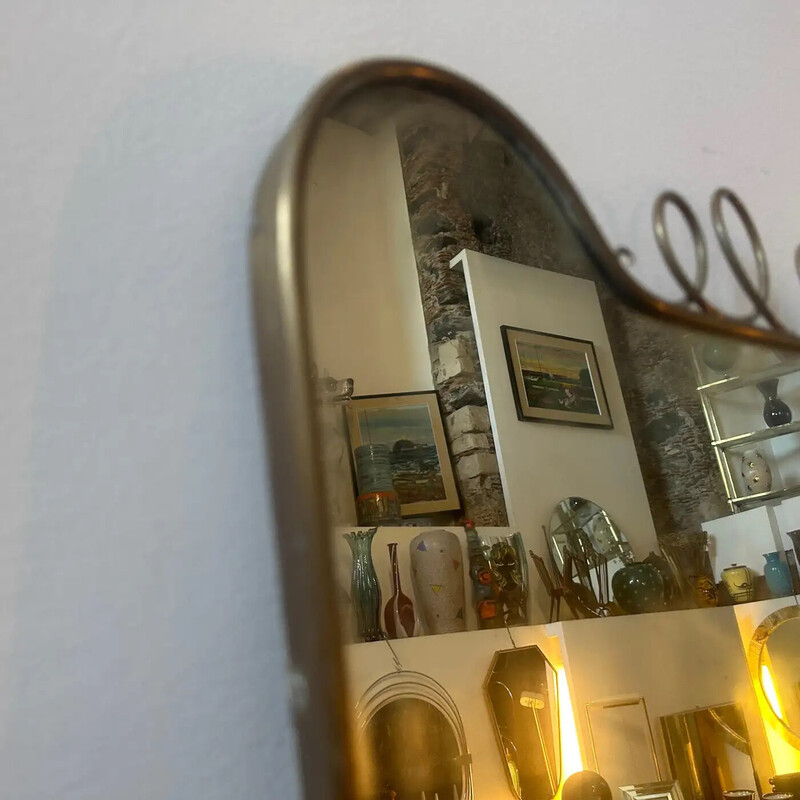 Vintage brass wall mirror, Italy 1950