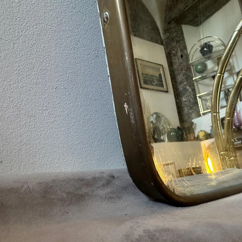 Vintage brass wall mirror, Italy 1950