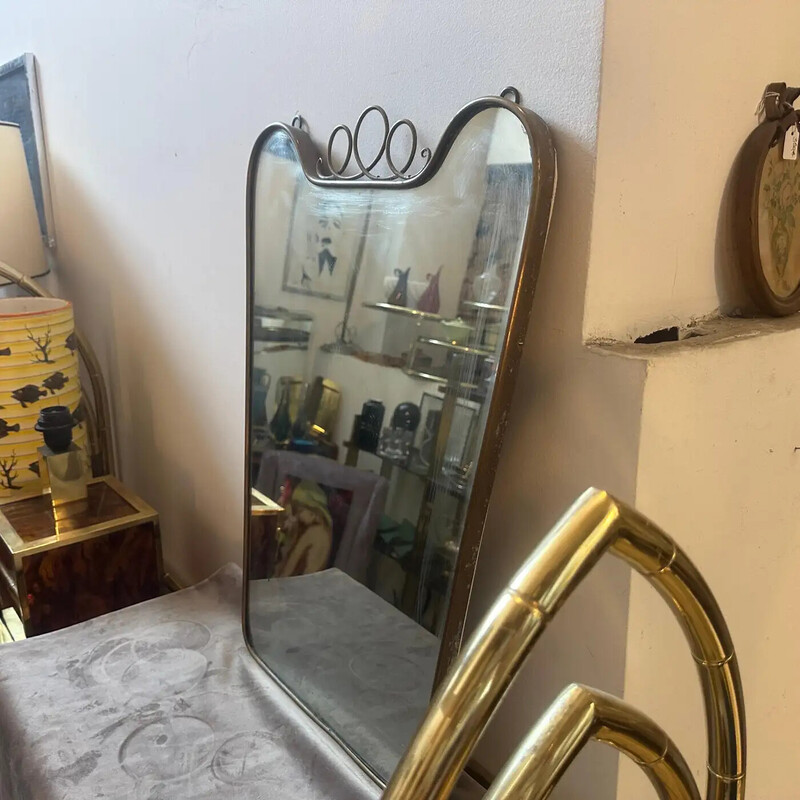 Vintage brass wall mirror, Italy 1950