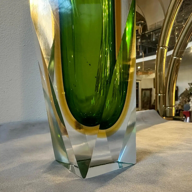 Vintage Murano Sommerso glazen vaas, Italië 1960