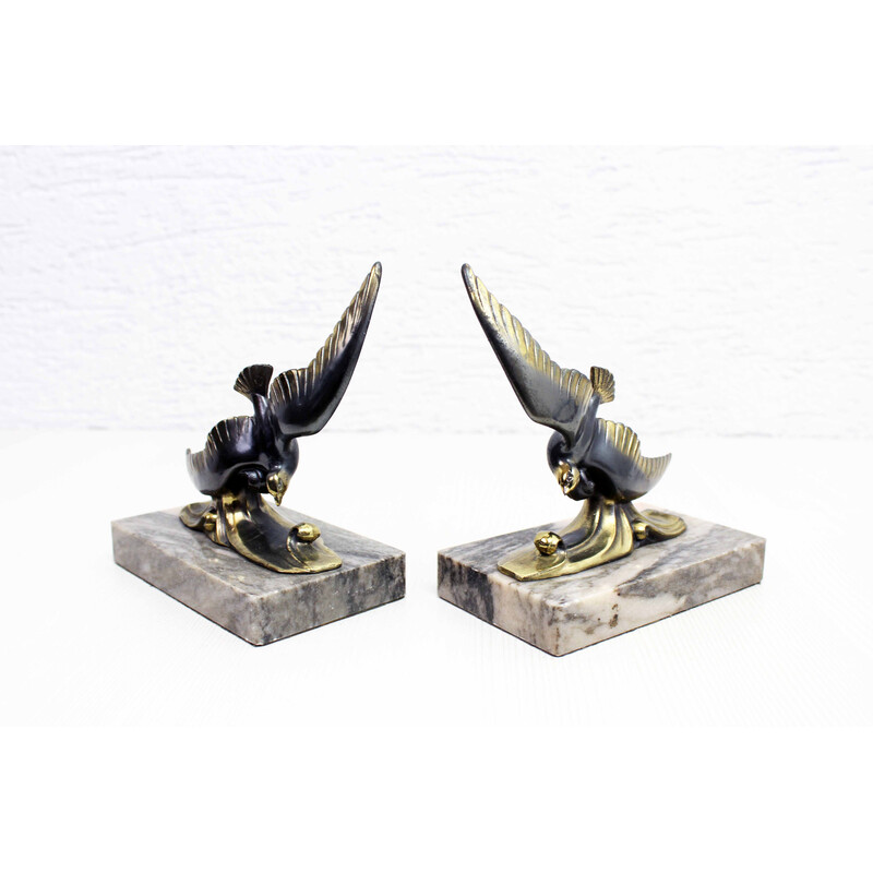 Vintage bookend in brass and marble, 1960