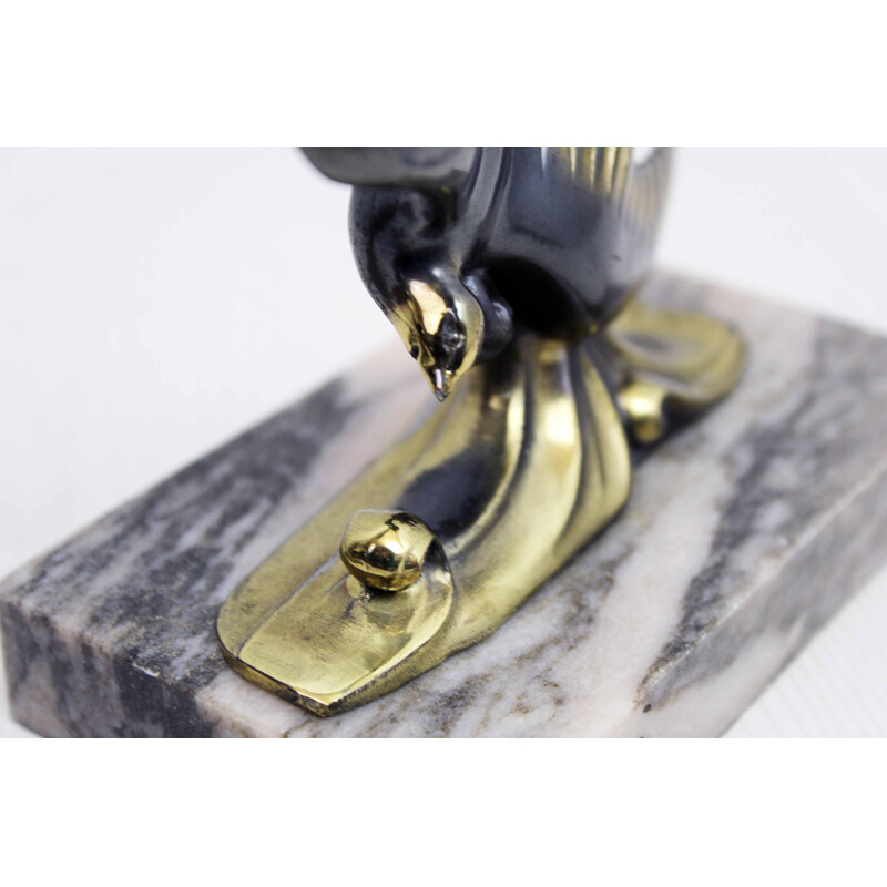 Vintage bookend in brass and marble, 1960