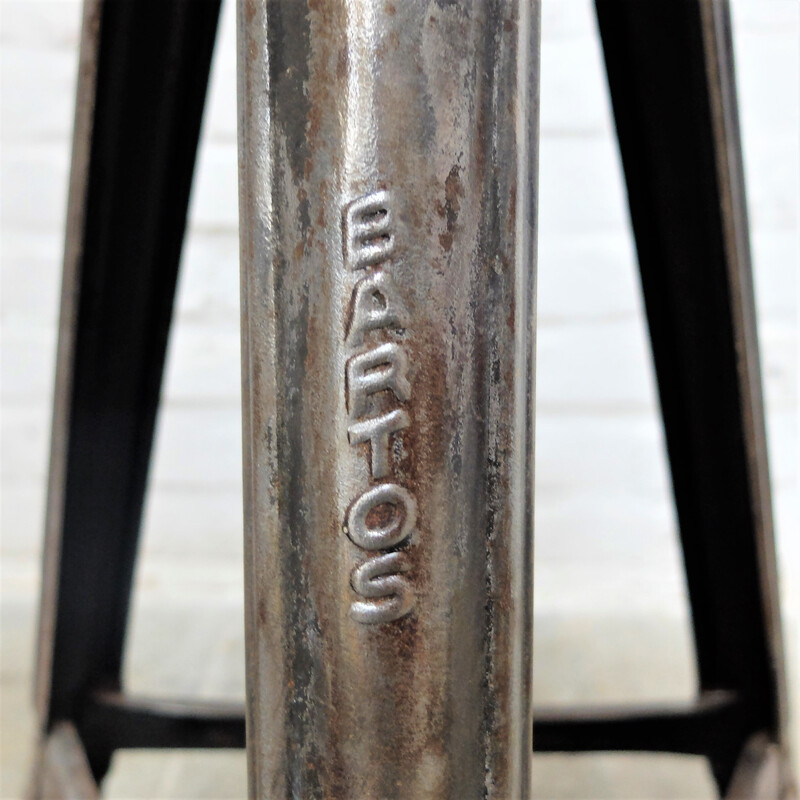 Vintage Bauhaus workshop stool in wood and iron for Bartos, Hungary 1930