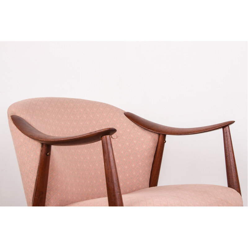Pair of vintage Tyrol teak and fabric armchairs designed by Gerhard Berg for Westnofa, Norway 1960