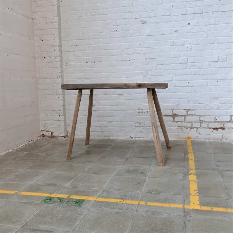 Vintage butcher table with beech top