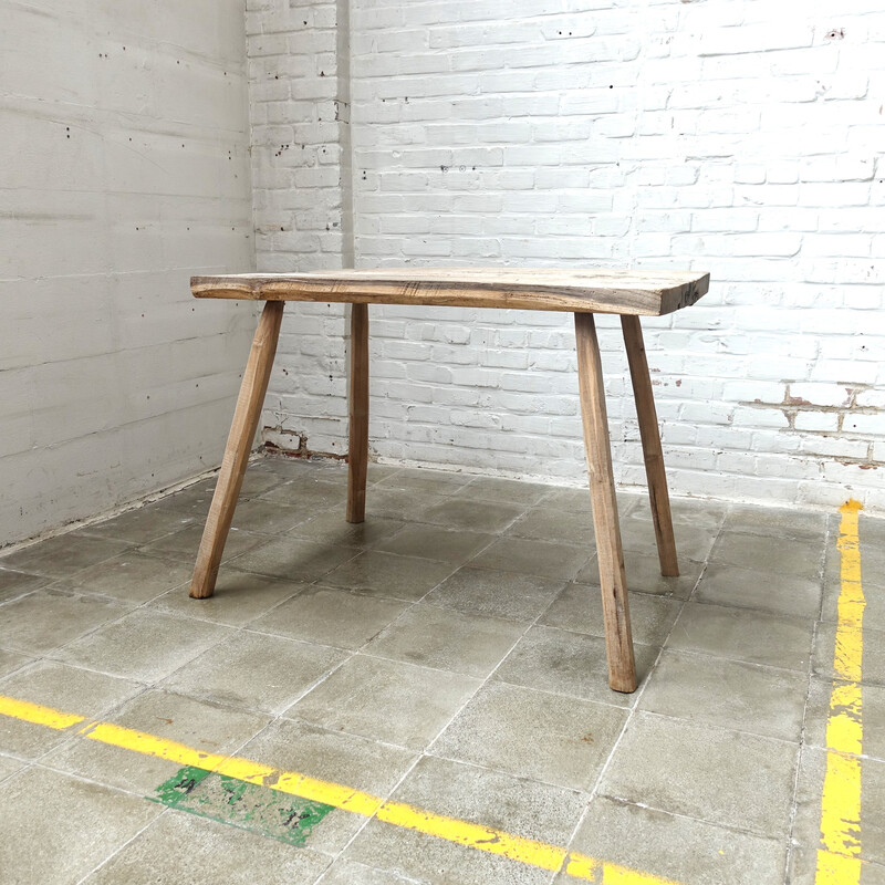 Vintage butcher table with beech top