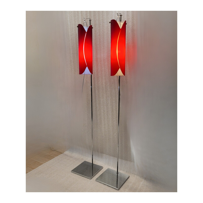 Vintage tart lamp in maple and red Murano glass for Vivarini