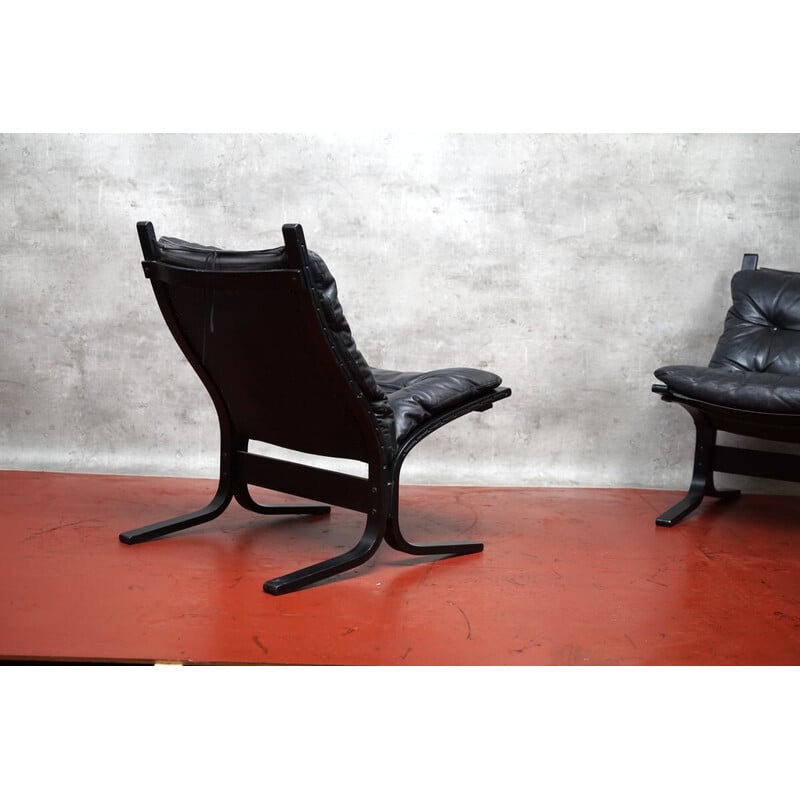 Fauteuils vintage Siesta cuir aniline par Ingmar Relling pour Westnofa, Norvège 1970