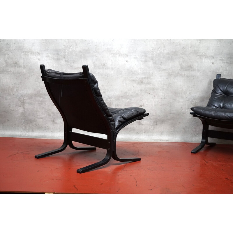 Vintage Siesta aniline leather armchairs by Ingmar Relling for Westnofa, Norway 1970