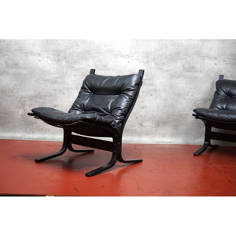 Vintage Siesta aniline leather armchairs by Ingmar Relling for Westnofa, Norway 1970