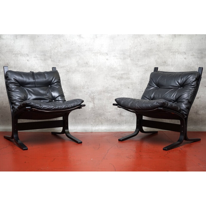 Vintage Siesta aniline leather armchairs by Ingmar Relling for Westnofa, Norway 1970