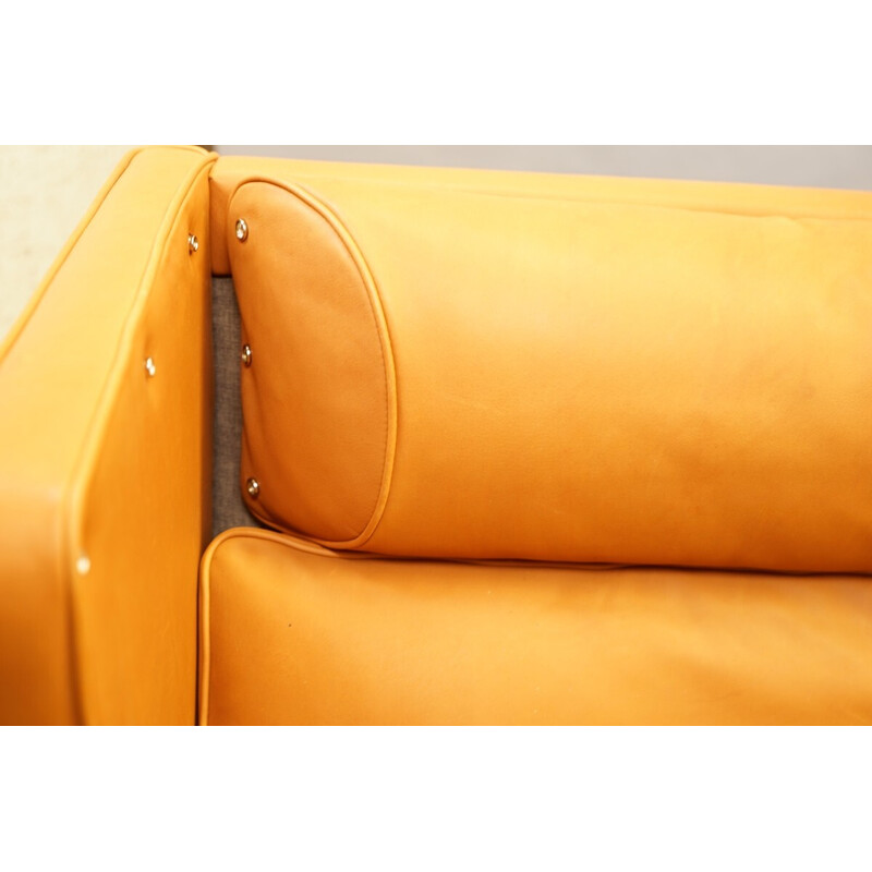 Vintage 2-seater aniline leather sofa by Børge Mogensen for Fredericia, 1960